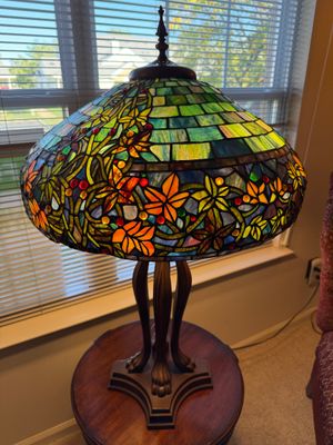 Large Tiffany-Style Stained Glass Table Lamp