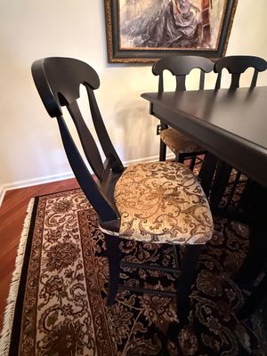 Contemporary Dark Wood Dining Table and Six Chairs