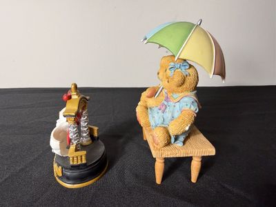 Cherished Teddies Music Box & Comedy/Tragedy Mask Figurine