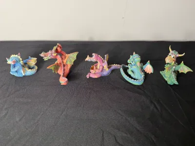 Collection of 13 Mood Dragons Figurines by TF&M