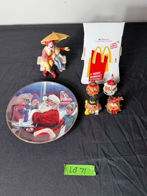 McDonald's Collectibles Lot with Ronald McDonald Figurine & McNugget Ornaments