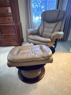 Lane Leather Swivel Recliner and Ottoman