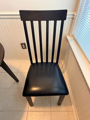 Dark Wood Round Drop-Leaf Dining Table with Two Chairs
