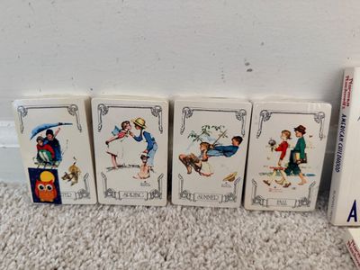 Norman Rockwell Postcard Books and Coca-Cola Miniature Bottles