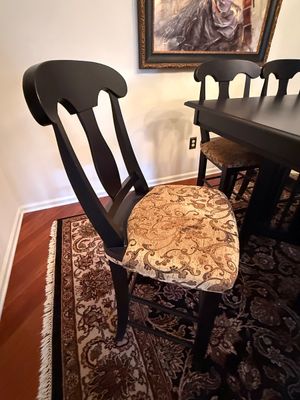 Contemporary Dark Wood Dining Table and Six Chairs