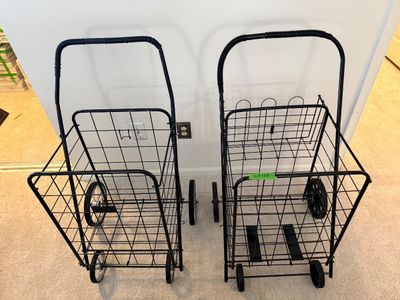 Pair of Folding Wire Shopping Carts