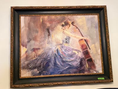 Anna Razumovskaya 'Intermission 2' Signed Mixed Medium Canvas