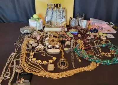 COSTUME JEWELRY WITH SMALL AMOUNT OF STERLING SILVER JEWELRY 