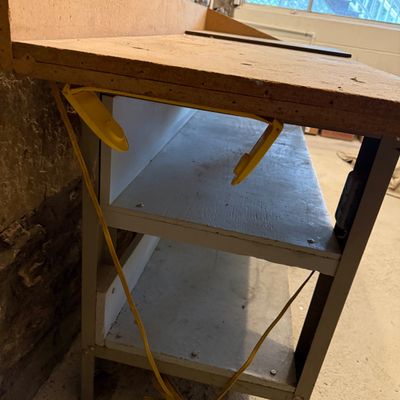 Industrial Style Workbench with Built-In Outlets