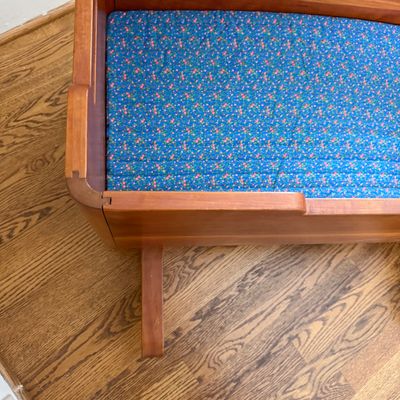 Wooden Rocking Doll Cradle with Carved Walrus Detail