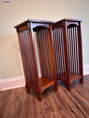 Pair of Mission Style Wooden Plant Stands