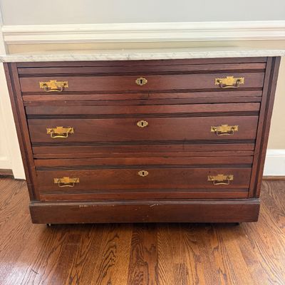 Marble Top Three-Drawer Chest