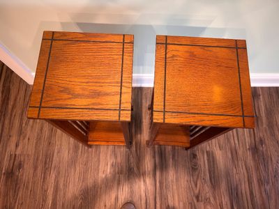Pair of Mission Style Wooden Plant Stands
