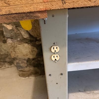 Industrial Style Workbench with Built-In Outlets