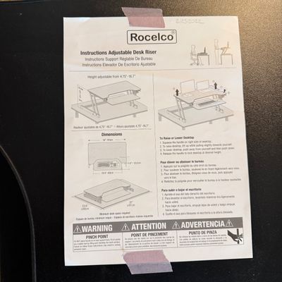 Rocelco Adjustable Desk Riser