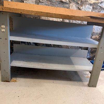 Industrial Style Workbench with Built-In Outlets