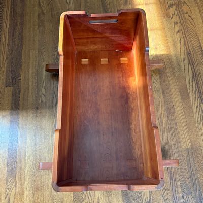 Wooden Rocking Doll Cradle with Carved Walrus Detail