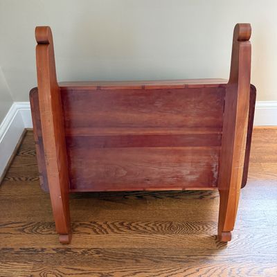 Wooden Rocking Doll Cradle with Carved Walrus Detail