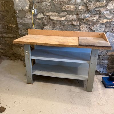 Industrial Style Workbench with Built-In Outlets