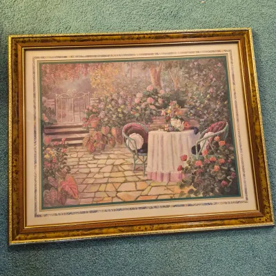 LOT 23W: Set of 2 Framed Floral Cottagecore Art Prints Signed