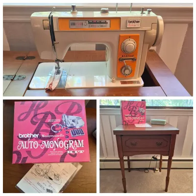LOT 11X: Vintage Brother Boutique 761 Sewing Machine with Auto-Monogram Kit & Accessories