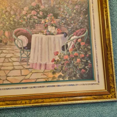 LOT 23W: Set of 2 Framed Floral Cottagecore Art Prints Signed