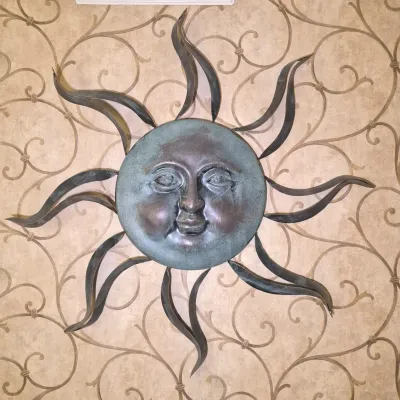 LOT 25L: Metal 34" Sunburst Hanging Decor-Indoor/Outdoor