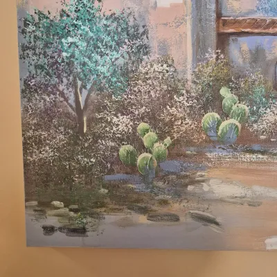 LOT 19W: Original Oil Painting of Spanish Mission-Style Architecture Signed