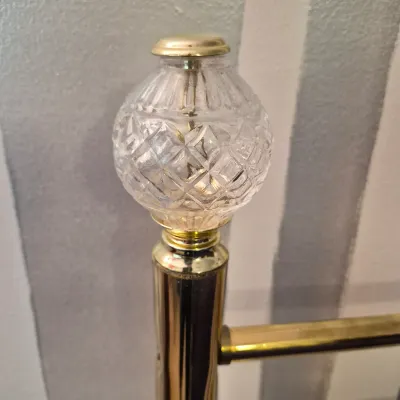 LOT 18X: Vintage Full-Size Gold Metal/Brass-Style Headboard with Crystal-Style Post Finials