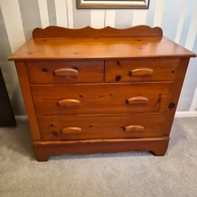 LOT 15X: Antique Solid Wood Chest of Drawers