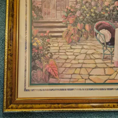 LOT 23W: Set of 2 Framed Floral Cottagecore Art Prints Signed