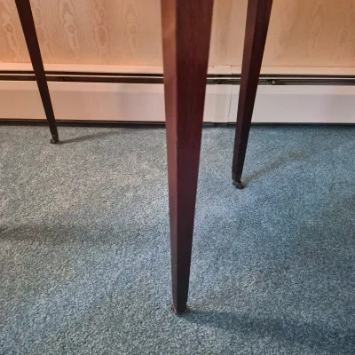 LOT 21W: Vintage Wooden Leather-Top Side Table with Drawer