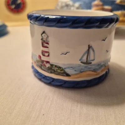 LOT 12X: Collection of Nautical/Americana Home Decor with Vintage Fiberglass Tray from Rexite by Eubanks