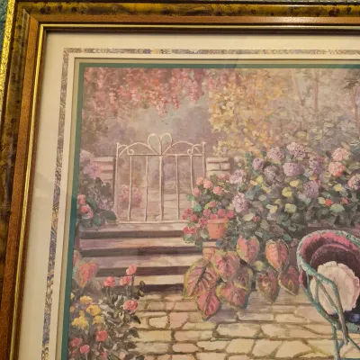 LOT 23W: Set of 2 Framed Floral Cottagecore Art Prints Signed