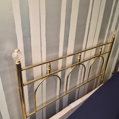 LOT 18X: Vintage Full-Size Gold Metal/Brass-Style Headboard with Crystal-Style Post Finials