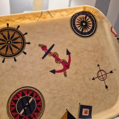 LOT 12X: Collection of Nautical/Americana Home Decor with Vintage Fiberglass Tray from Rexite by Eubanks