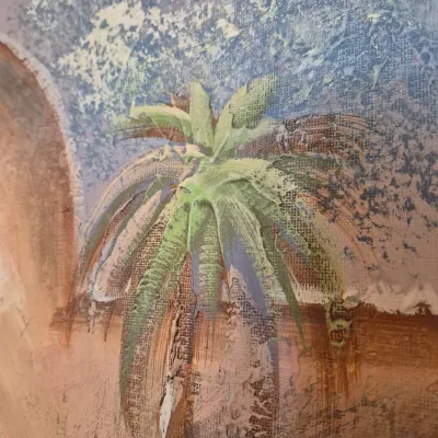 LOT 19W: Original Oil Painting of Spanish Mission-Style Architecture Signed