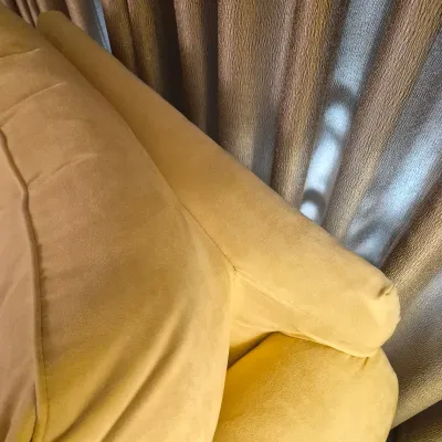 LOT 26L: Broyhill Pale Yellow Microfiber Chair & Storage Ottoman with Side Table & Lamp
