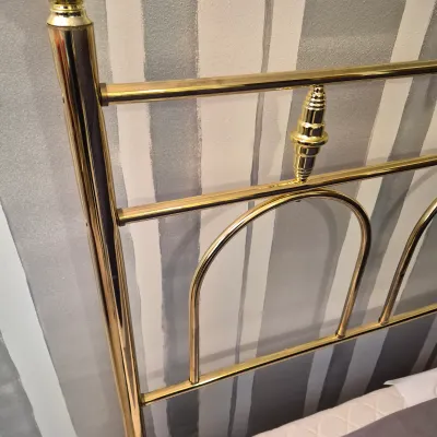 LOT 18X: Vintage Full-Size Gold Metal/Brass-Style Headboard with Crystal-Style Post Finials