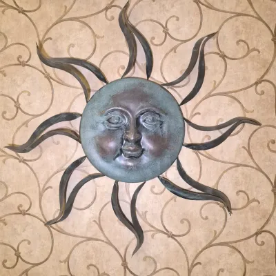 LOT 25L: Metal 34" Sunburst Hanging Decor-Indoor/Outdoor