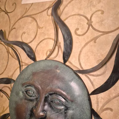 LOT 25L: Metal 34" Sunburst Hanging Decor-Indoor/Outdoor