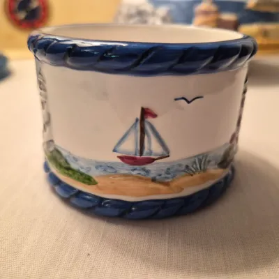 LOT 12X: Collection of Nautical/Americana Home Decor with Vintage Fiberglass Tray from Rexite by Eubanks