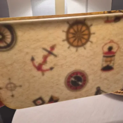 LOT 12X: Collection of Nautical/Americana Home Decor with Vintage Fiberglass Tray from Rexite by Eubanks
