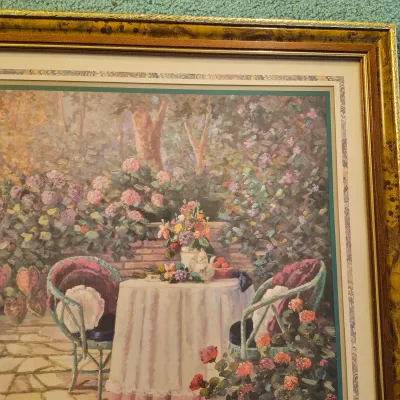 LOT 23W: Set of 2 Framed Floral Cottagecore Art Prints Signed