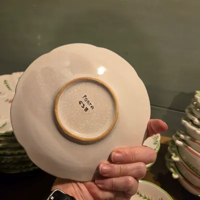 Pink and White Floral Dish Set from Portugal