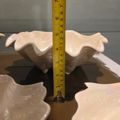Sale Photo Thumbnail #386: Set of 5 Graduated Shell Bowls. these are fairly big and iridescent, super pretty. Some have a few chips