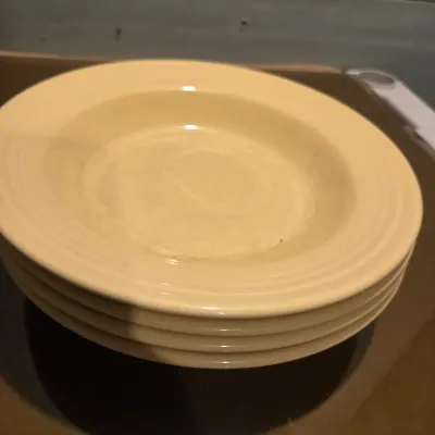 Sale Photo Thumbnail #230: 4 Flanged Bowls, 3 dessert plates, 5 berry bowls - Fiesta Yellow
