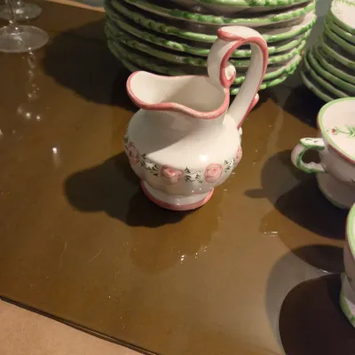 Pink and White Floral Dish Set from Portugal