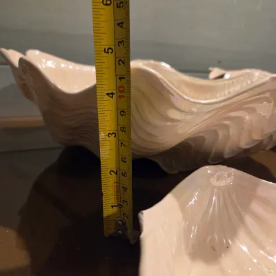 Sale Photo Thumbnail #389: Set of 5 Graduated Shell Bowls. these are fairly big and iridescent, super pretty. Some have a few chips