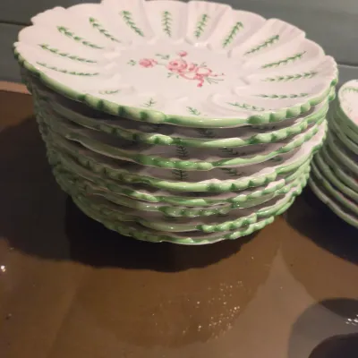 Pink and White Floral Dish Set from Portugal